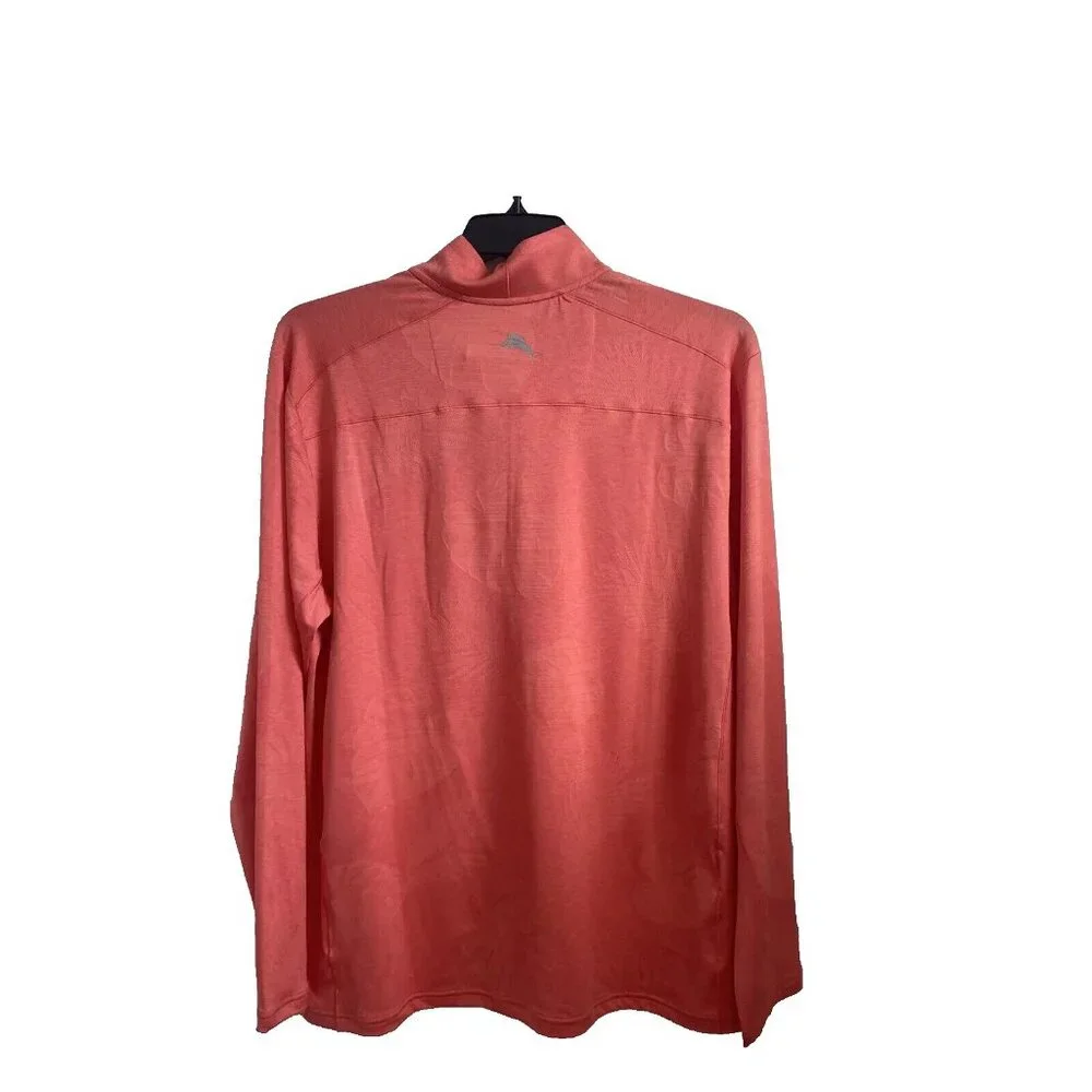 Tommy Bahama Mens Large Delray Frond Lightweight Half Zip Pullover Dubarry Coral - Picture 5 of 9